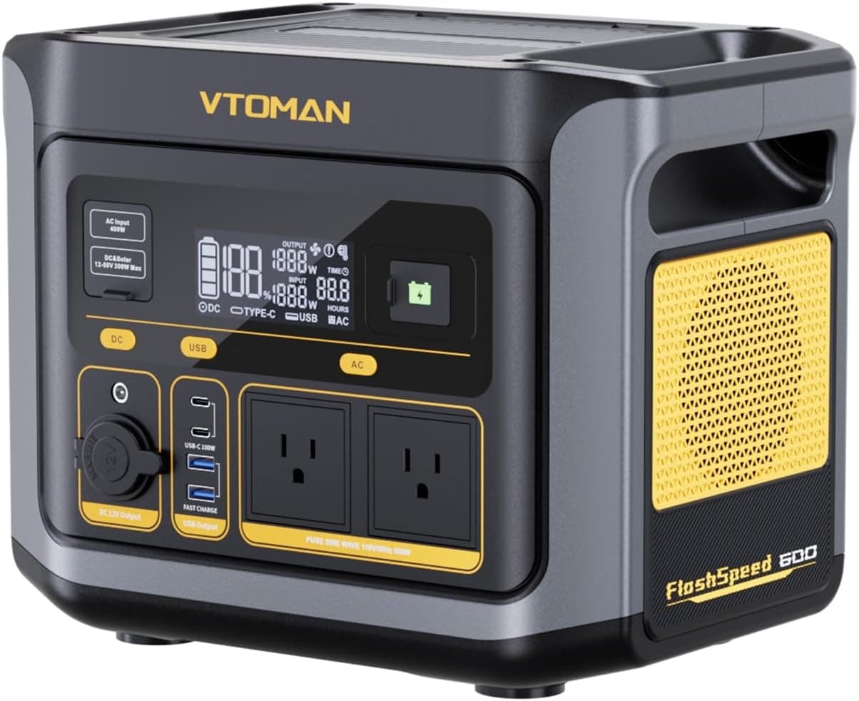VTOMAN FlashSpeed 600 Portable Power Station, 600W 499Wh LiFePO4 Battery