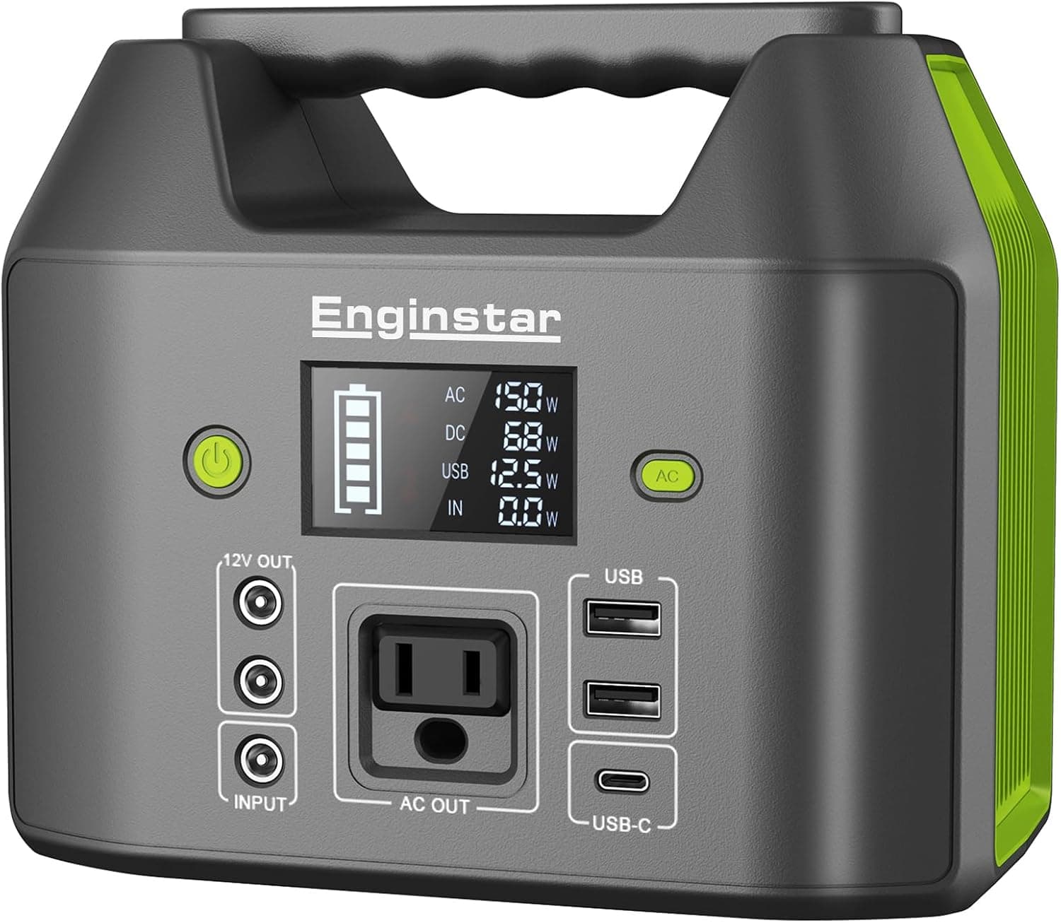 EnginStar Portable Power Station, 150W 155Wh Power Bank with 110V AC Outlet, 6 Outputs External Battery Pack Portable Backup Battery Laptop Charger with LED Light for Home Camping