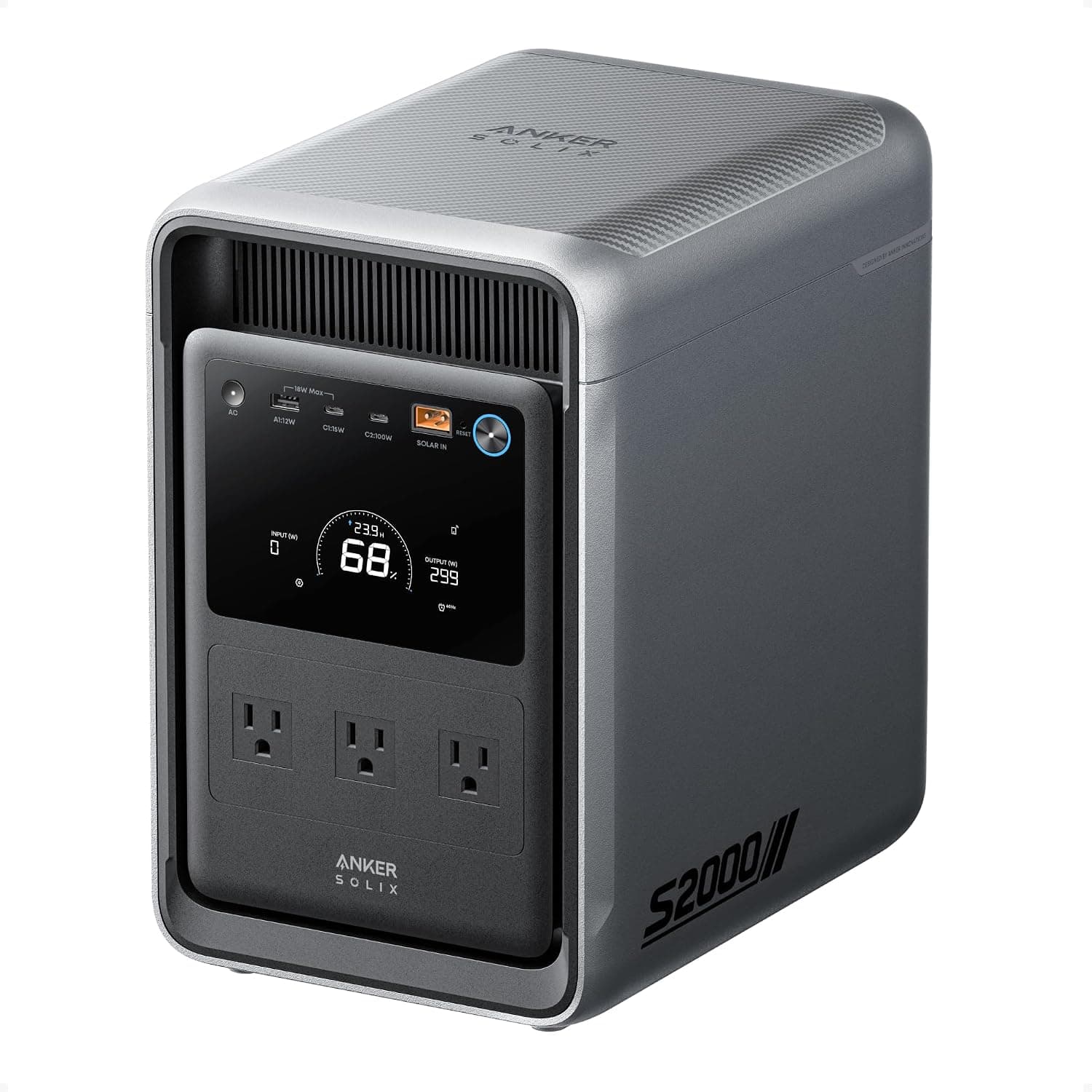 Anker SOLIX S2000 Portable Power Station, 2,010Wh, 1,500W, Home Backup, UPS