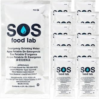 Emergency Water Pouches 2 Day Supply (12 Count, 4.2 Fl Oz Each) - Triple Purified, UV Sterilized Filtered Drinking Water for Disaster Preparedness & Survival Kits - 5 Year Shelf Life, US Navy Approved