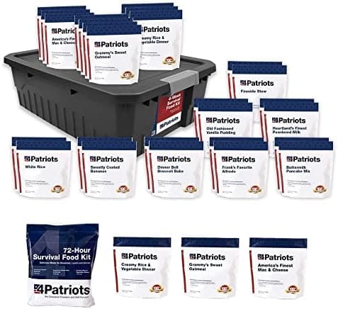4Patriots 4-Week Kit + 72-Hour Kit Survival Food Bundle: Designed to Last 25 Years, 212 Servings
