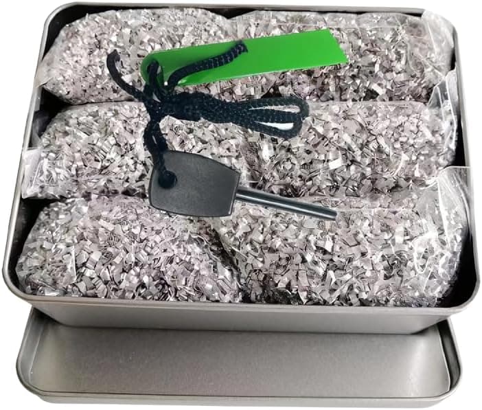 eGreen Emergency Magnesium Fire Starter: 6 Bags Shavings, Ferro Rod & Tin