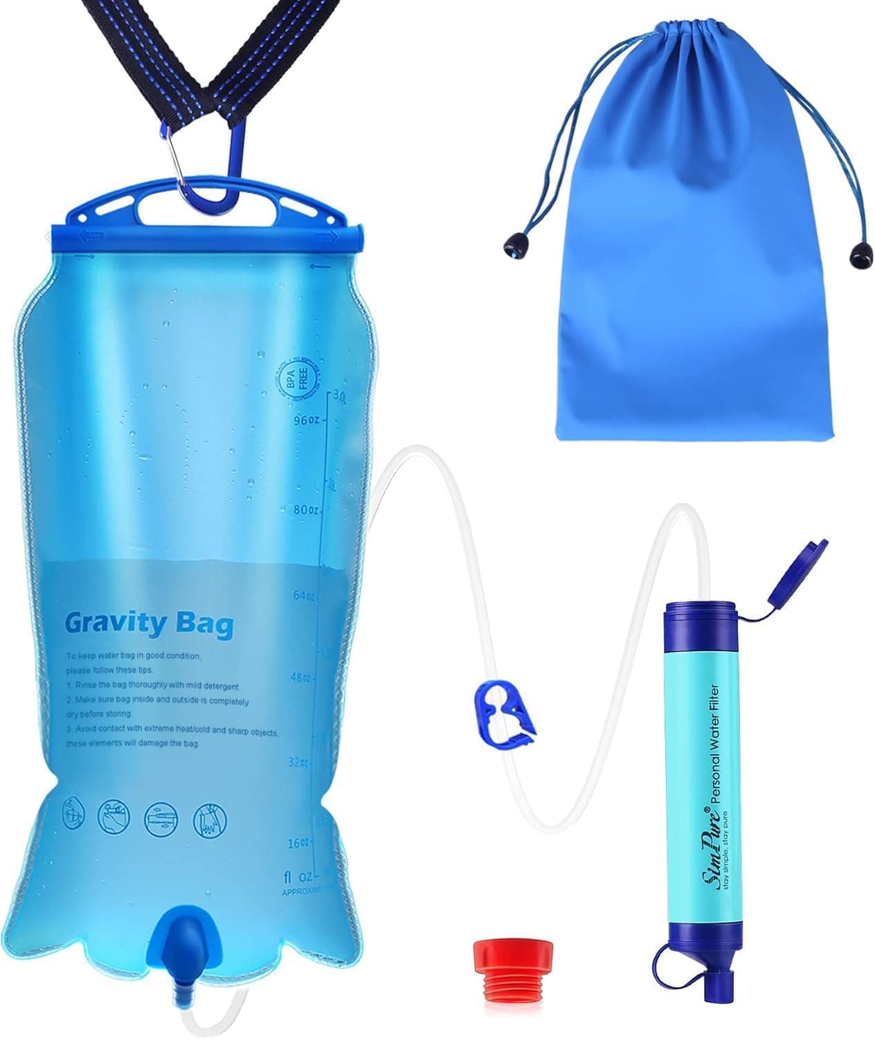 SimPure Portable Gravity-Fed Water Filter with 3L Bag