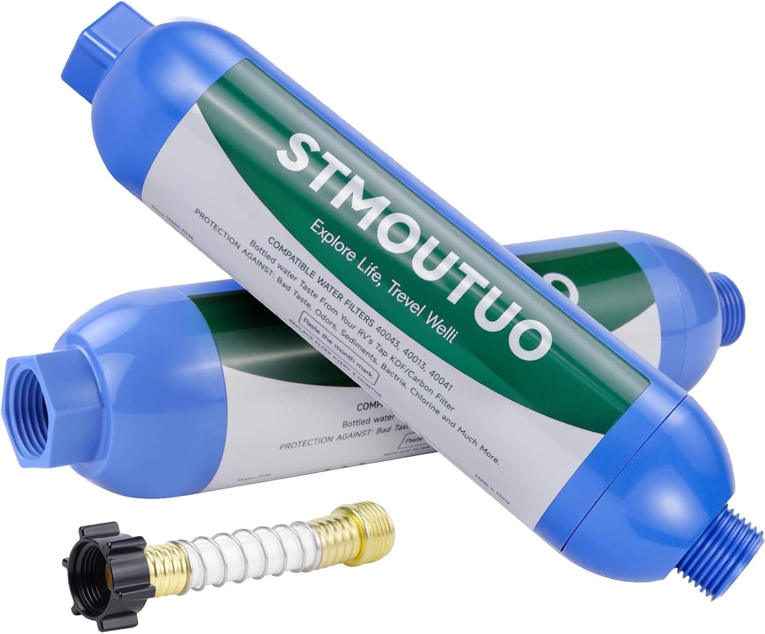 STMOUTUO RV Water Filter with Hose Protector, 2 Pack for Camper.