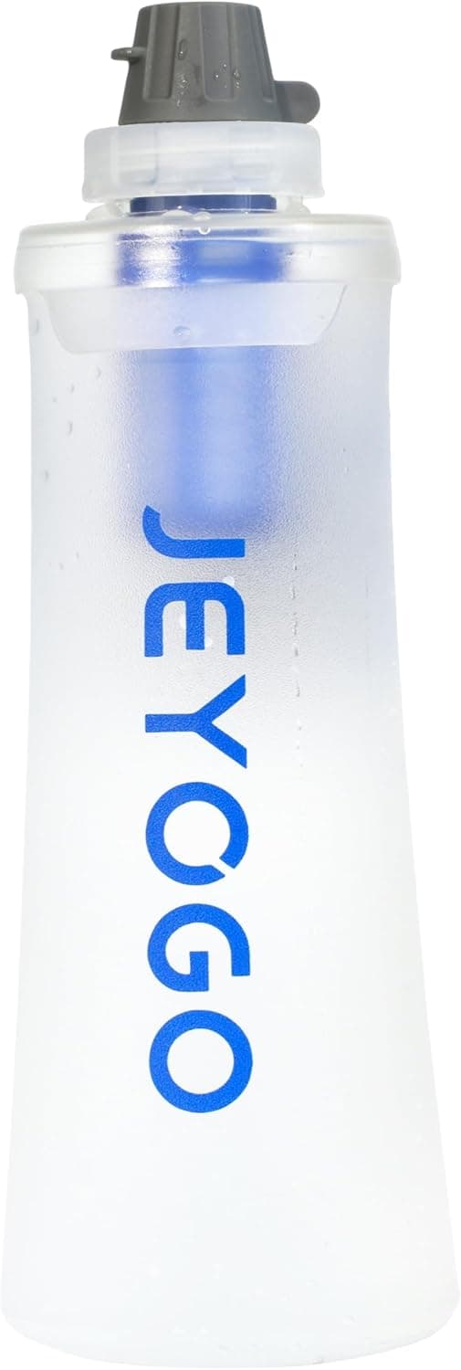 JEYOGO 1L Collapsible Water Filter Bottle, 0.1 Micron Hollow Fiber Water Filter Bag, BPA-Free Filtration Bladder for Hiking, Backpacking, Camping, Cycling & Emergency Survival(Arctic White, 1L)