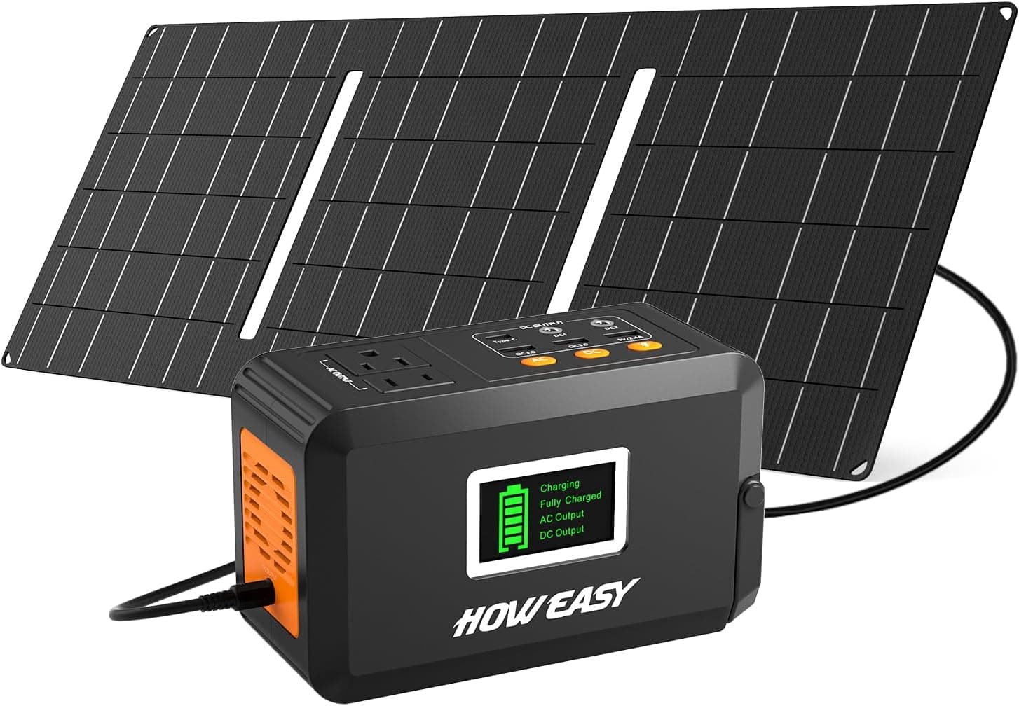 HOWEASY Solar Generator 120W,Portable Power Station with 30W Solar Panel