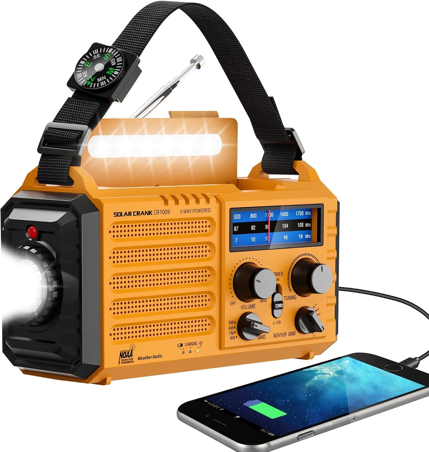 Eoxsmile Emergency Radio with NOAA Weather Alert, Solar Hand Crank Portable