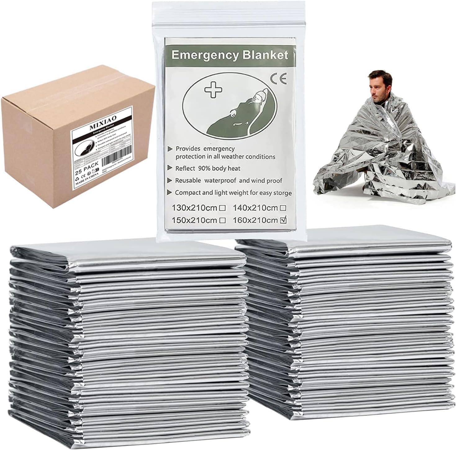 MIXIAO Emergency Foil Thermal Blanket shelter Survival Reflective Blankets