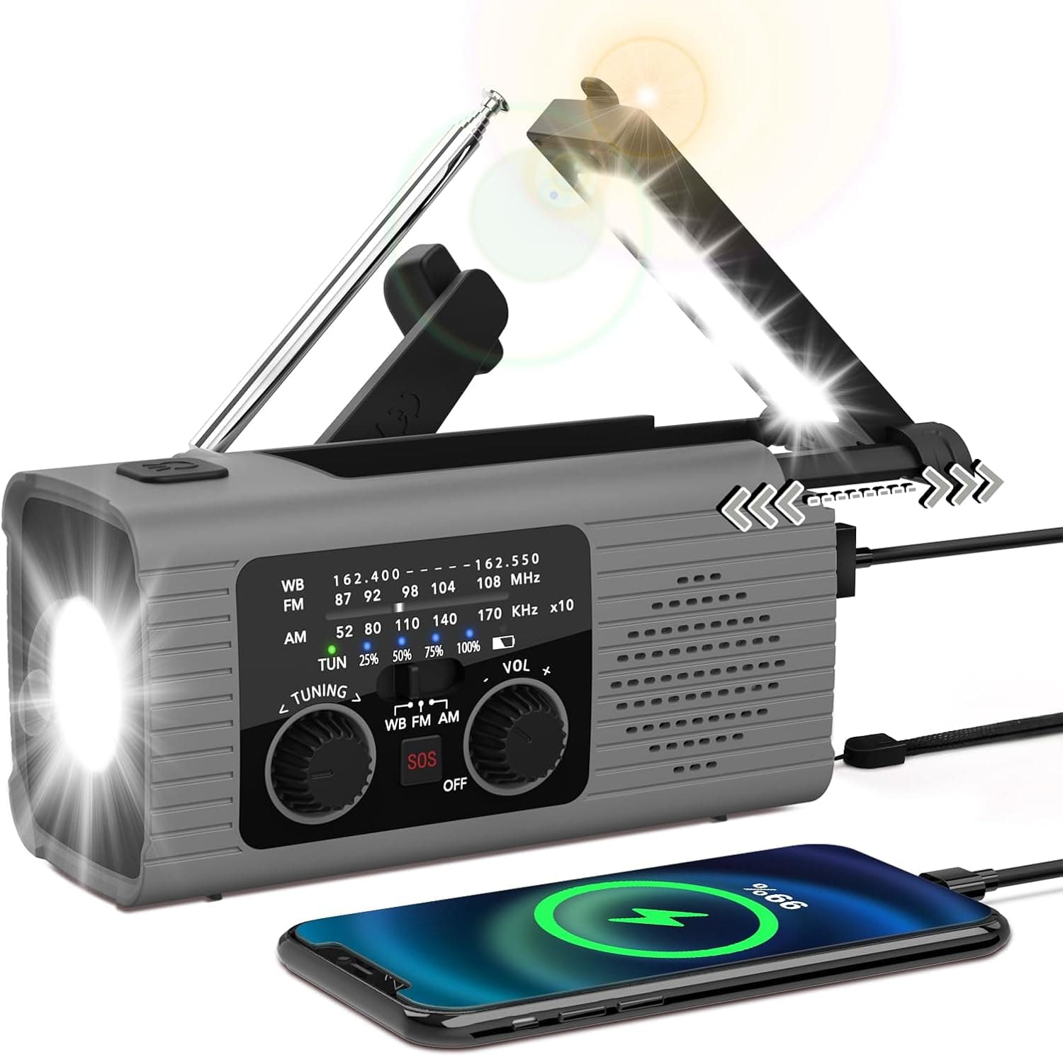 NITIGO Emergency Radio 4000mAh NOAA Weather Radio Solar Hand Crank Charging