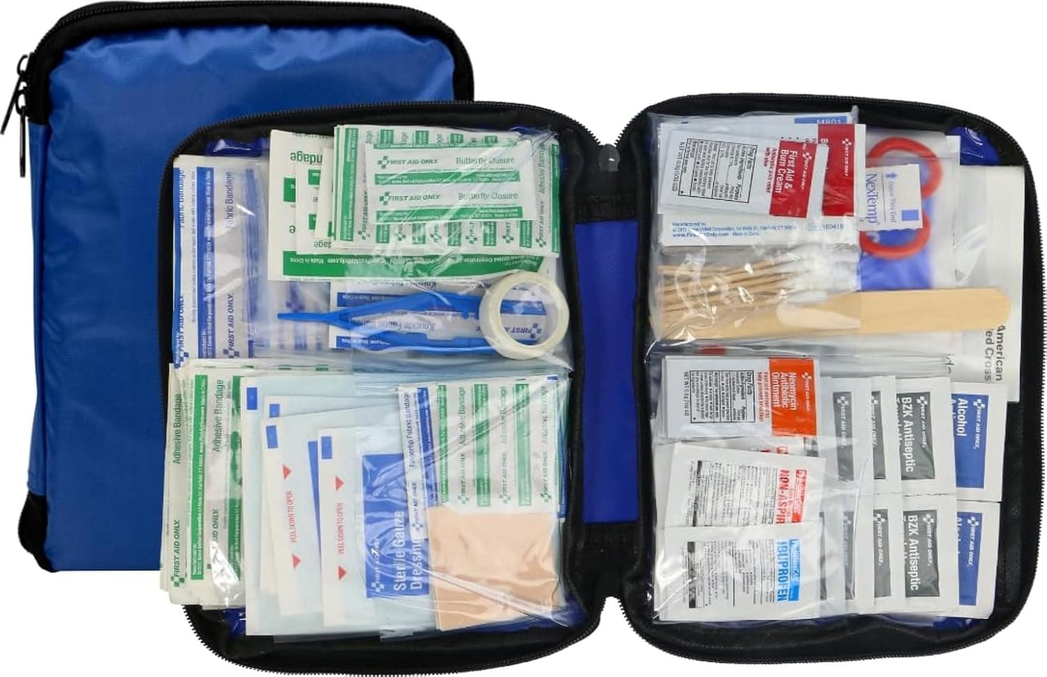 First Aid Only 298 Piece All-Purpose Emergency First Aid Kit for Home, Office, Car, Apartment, Dorm, and Camping, Travel-Friendly Compact Pouch Fits in Backpacks, Suitcases, Cabinets, and Drawers