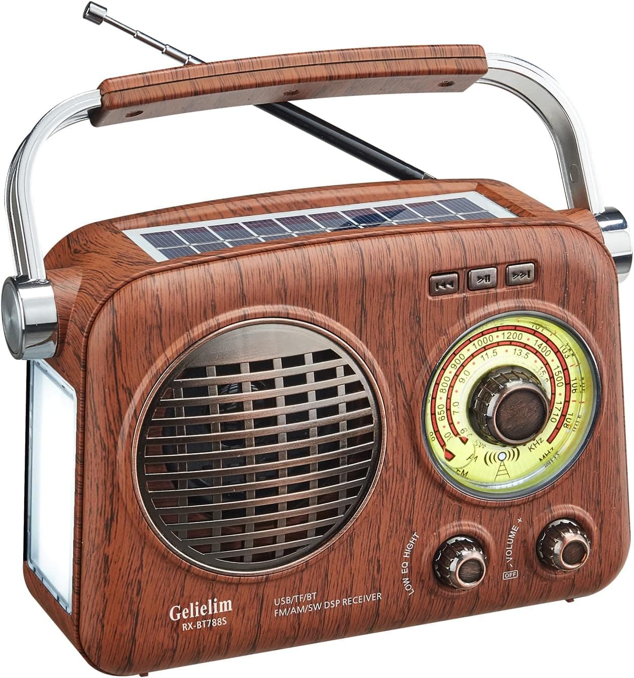 Gelielim AM FM Radio Portable - Shortwave Radio Rechargeable Battery Powered, Retro Solar Radio with Bluetooth, Compact Emergency Radio for Home, Outdoor, Travel & Storms, Seniors Small Gift