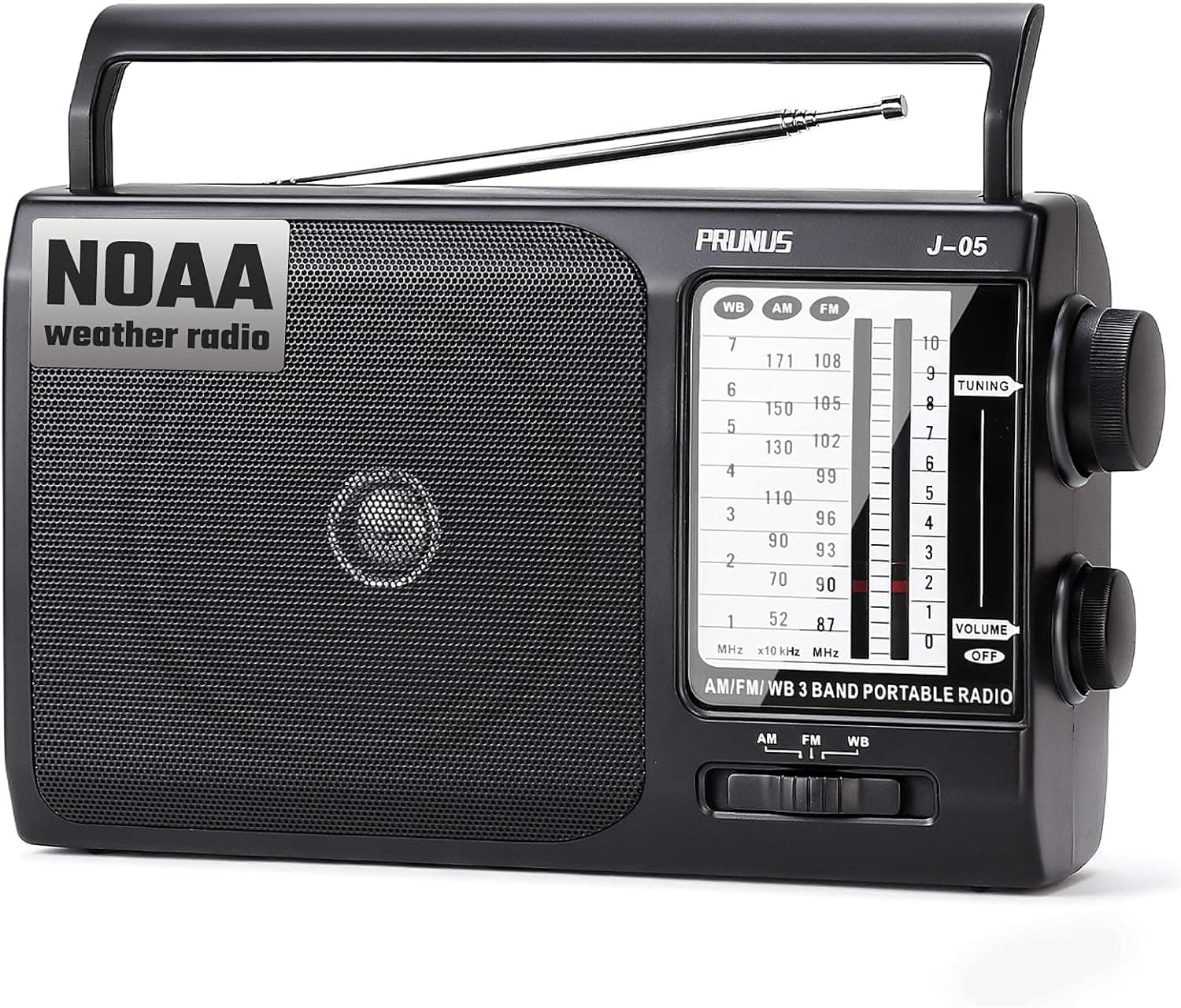 NOAA Weather AM FM Portable Radio, 3 D Batteries or AC Adapter Powered
